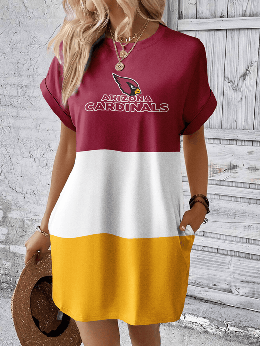 Arizona Cardinals Women Hidden Pocket Batwing Casual Dress AZDDBWCD000041