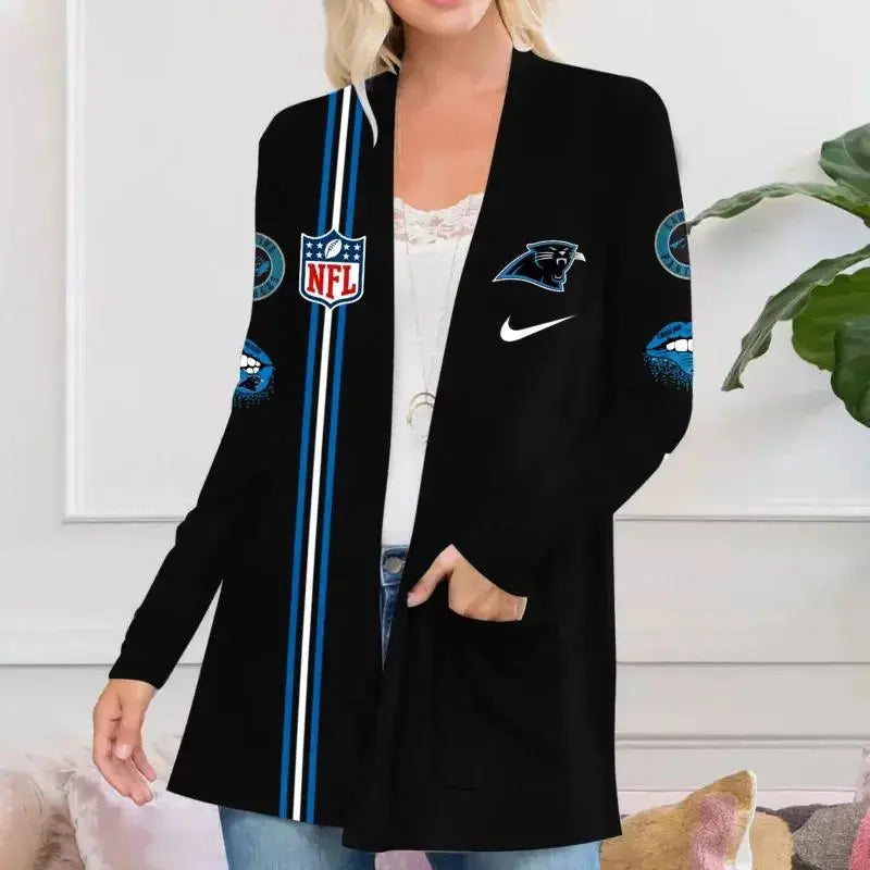 Carolina Panthers Women Patch Pocket Cardigan BT025
