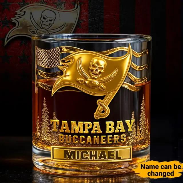 Tampa Bay Buccaneers Golden Logo Whiskey Glass SP32
