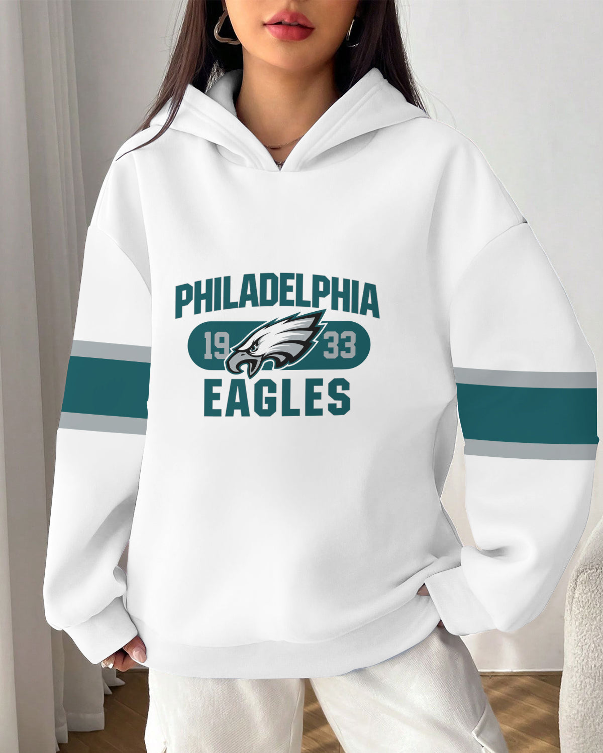 Philadelphia Eagles Printed Hooded Pocket Pullover Hoodie AZBTPH000035