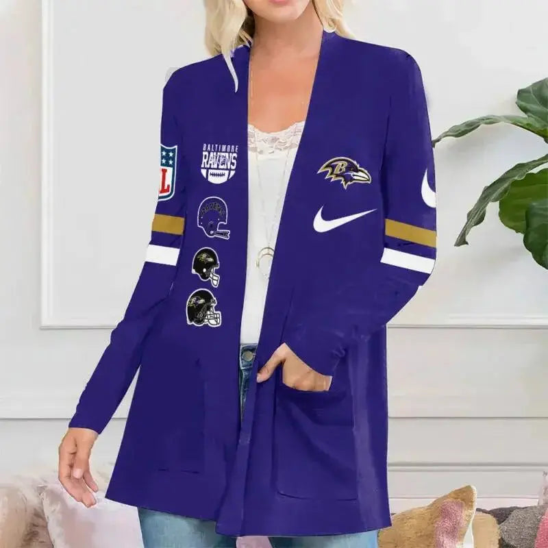 Baltimore Ravens Women Patch Pocket Cardigan BT013