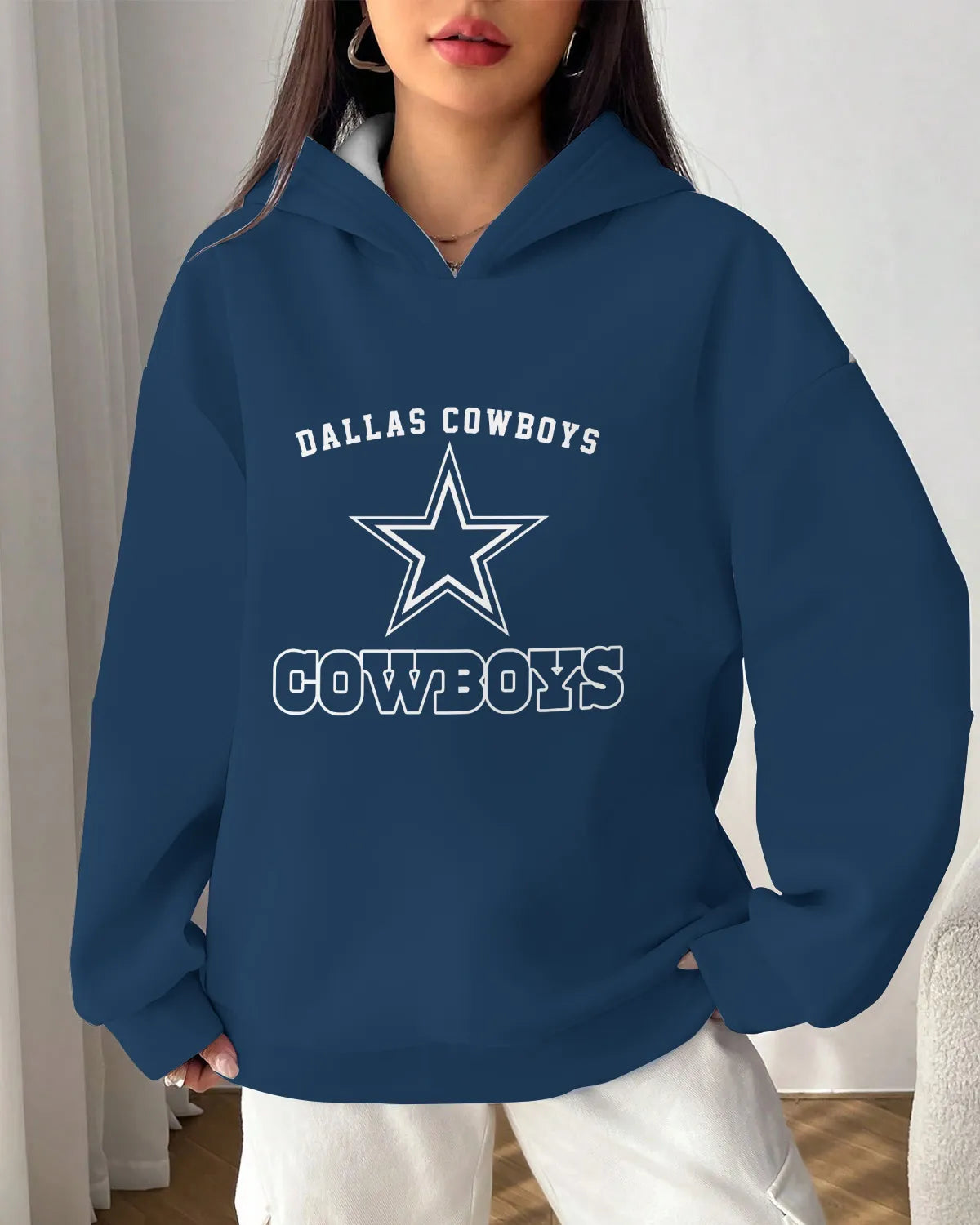 Dallas Cowboys Printed Hooded Pocket Pullover Hoodie AZBTPH000088