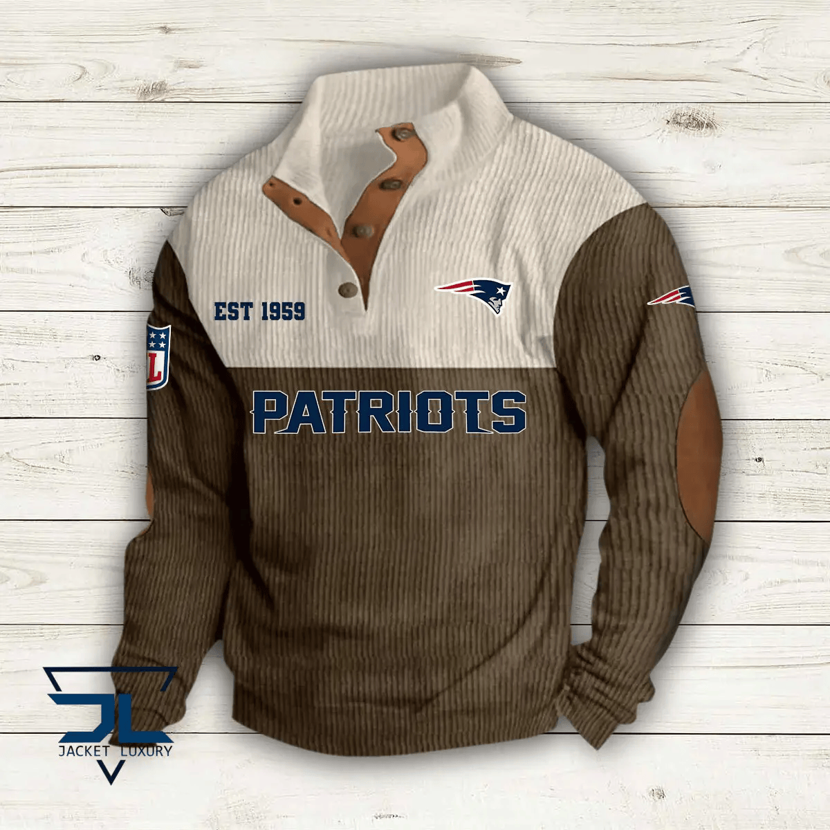 New England Patriots Colorful Stand Collar Sweatshirt AZBTCSSW000006