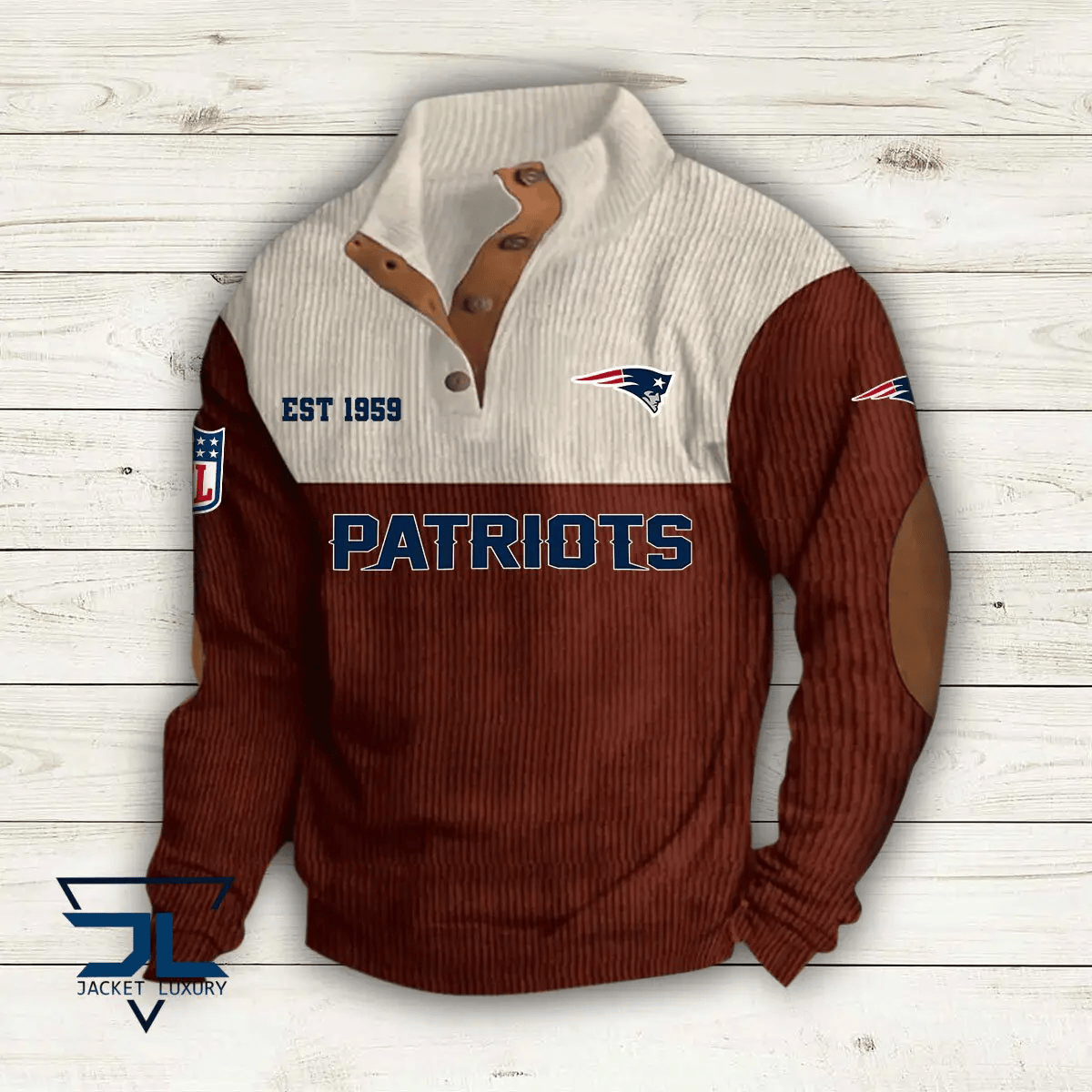 New England Patriots Colorful Stand Collar Sweatshirt AZBTCSSW000006