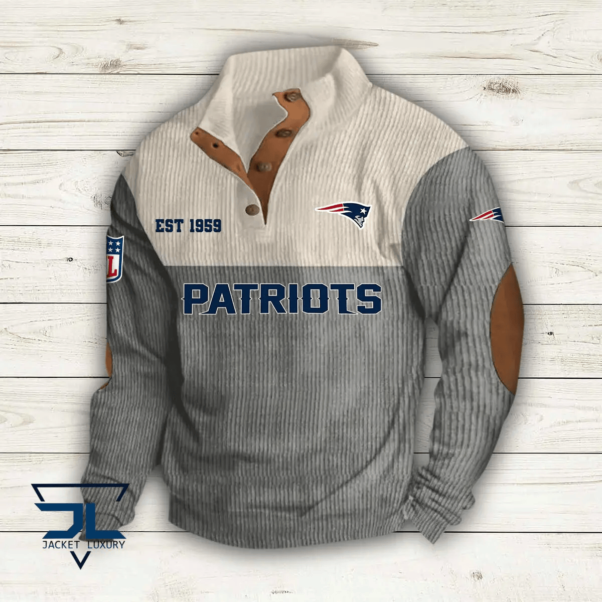 New England Patriots Colorful Stand Collar Sweatshirt AZBTCSSW000006