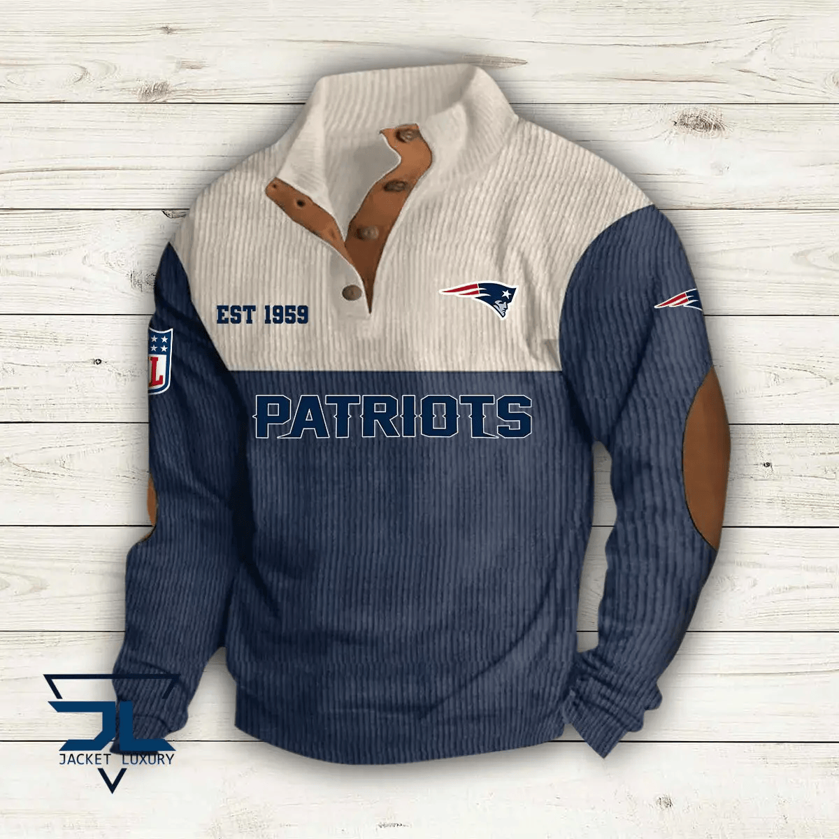 New England Patriots Colorful Stand Collar Sweatshirt AZBTCSSW000006