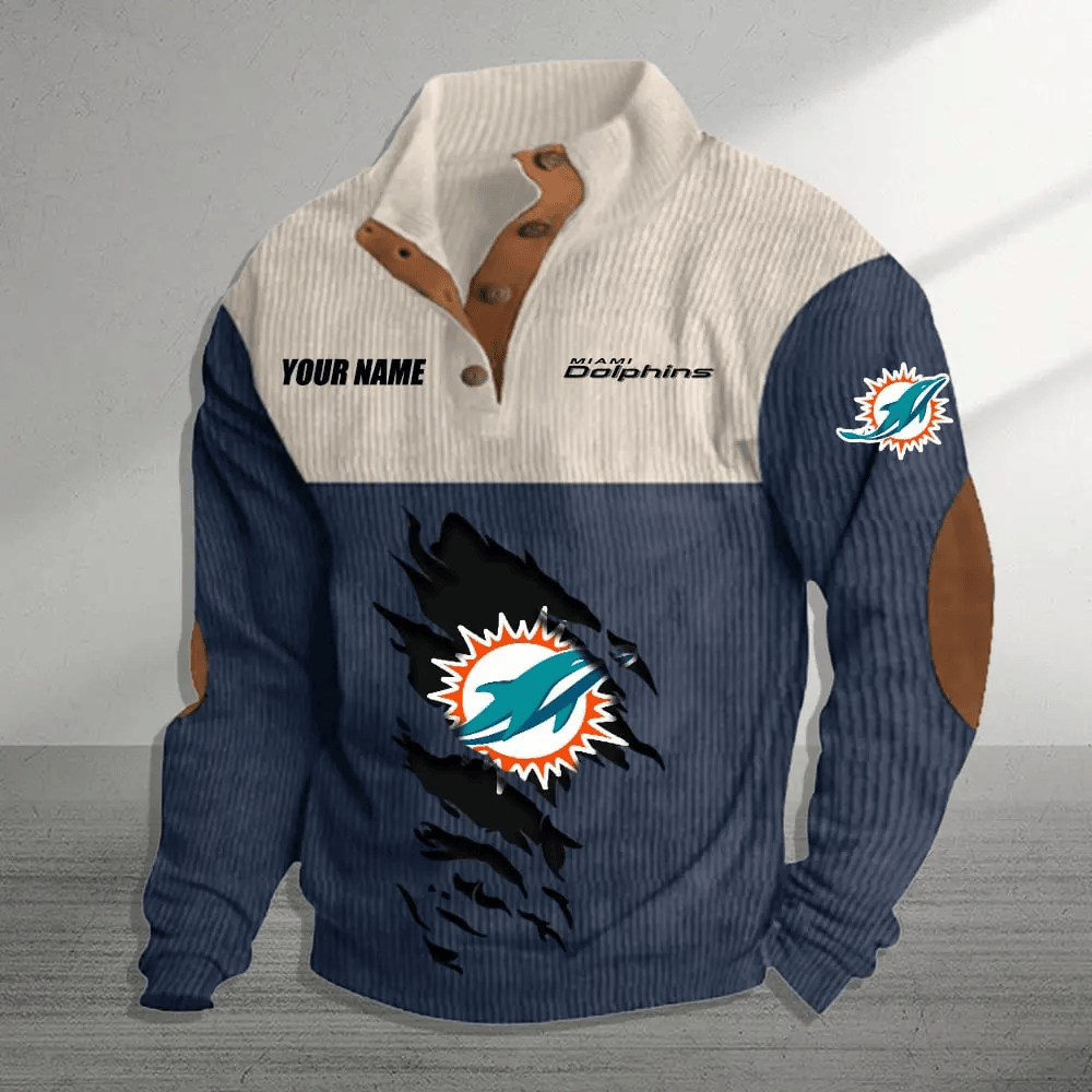 Miami Dolphins Colorful Stand Collar Sweatshirt AZBTCSSW000029