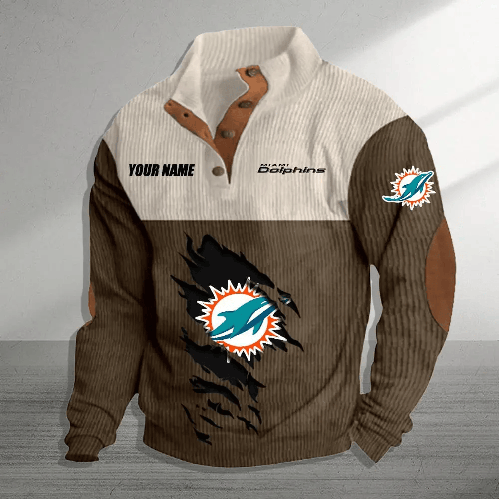 Miami Dolphins Colorful Stand Collar Sweatshirt AZBTCSSW000029