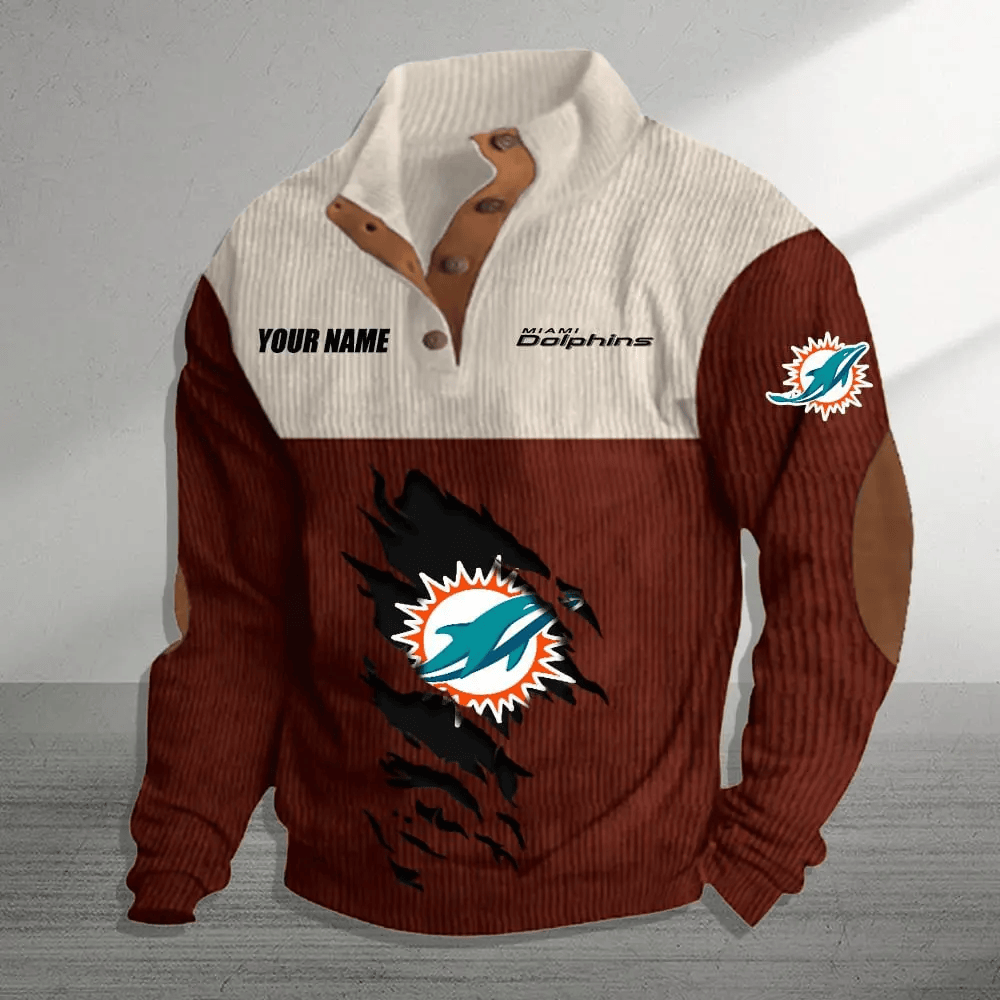 Miami Dolphins Colorful Stand Collar Sweatshirt AZBTCSSW000029