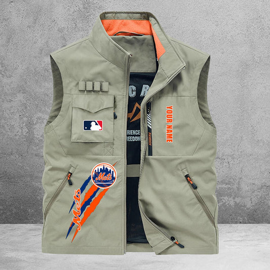 New York Mets New Personalized Multi-Pockets Vest AZBTMPV000134