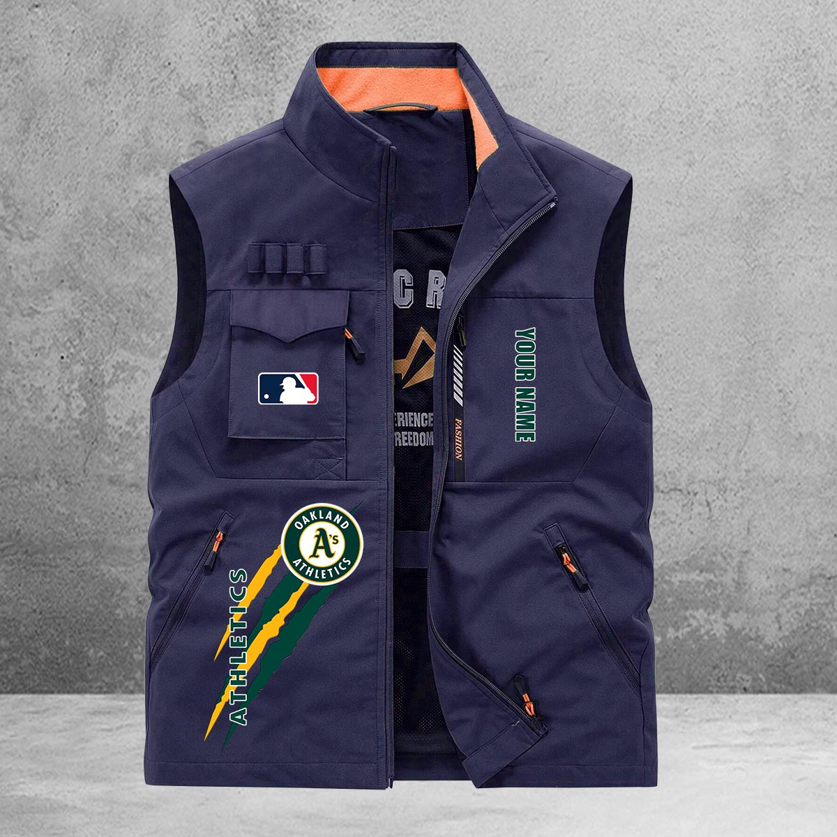 Oakland Athletics New Personalized Multi-Pockets Vest AZBTMPV000133