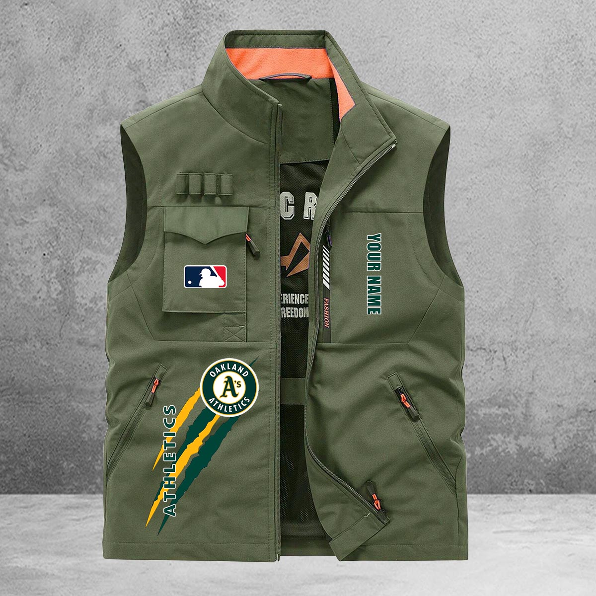 Oakland Athletics New Personalized Multi-Pockets Vest AZBTMPV000133