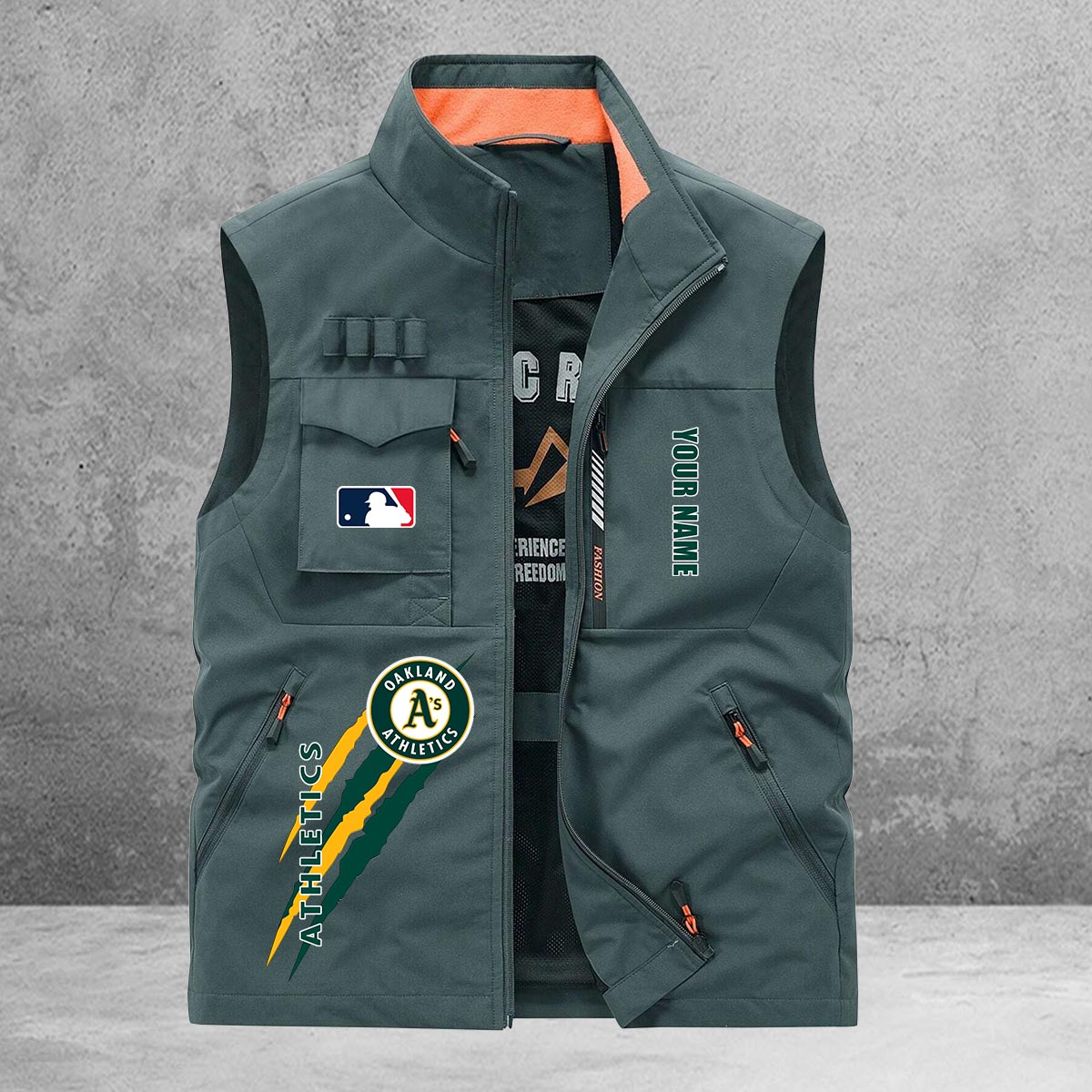 Oakland Athletics New Personalized Multi-Pockets Vest AZBTMPV000133