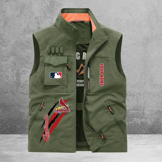 St. Louis Cardinals New Personalized Multi-Pockets Vest AZBTMPV000136