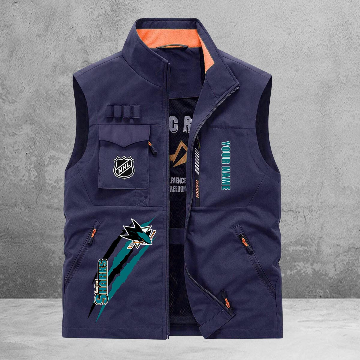 San Jose Sharks New Personalized Multi-Pockets Vest AZBTMPV000191