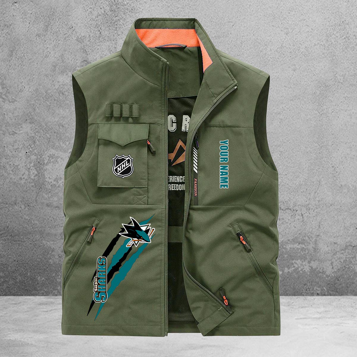 San Jose Sharks New Personalized Multi-Pockets Vest AZBTMPV000191