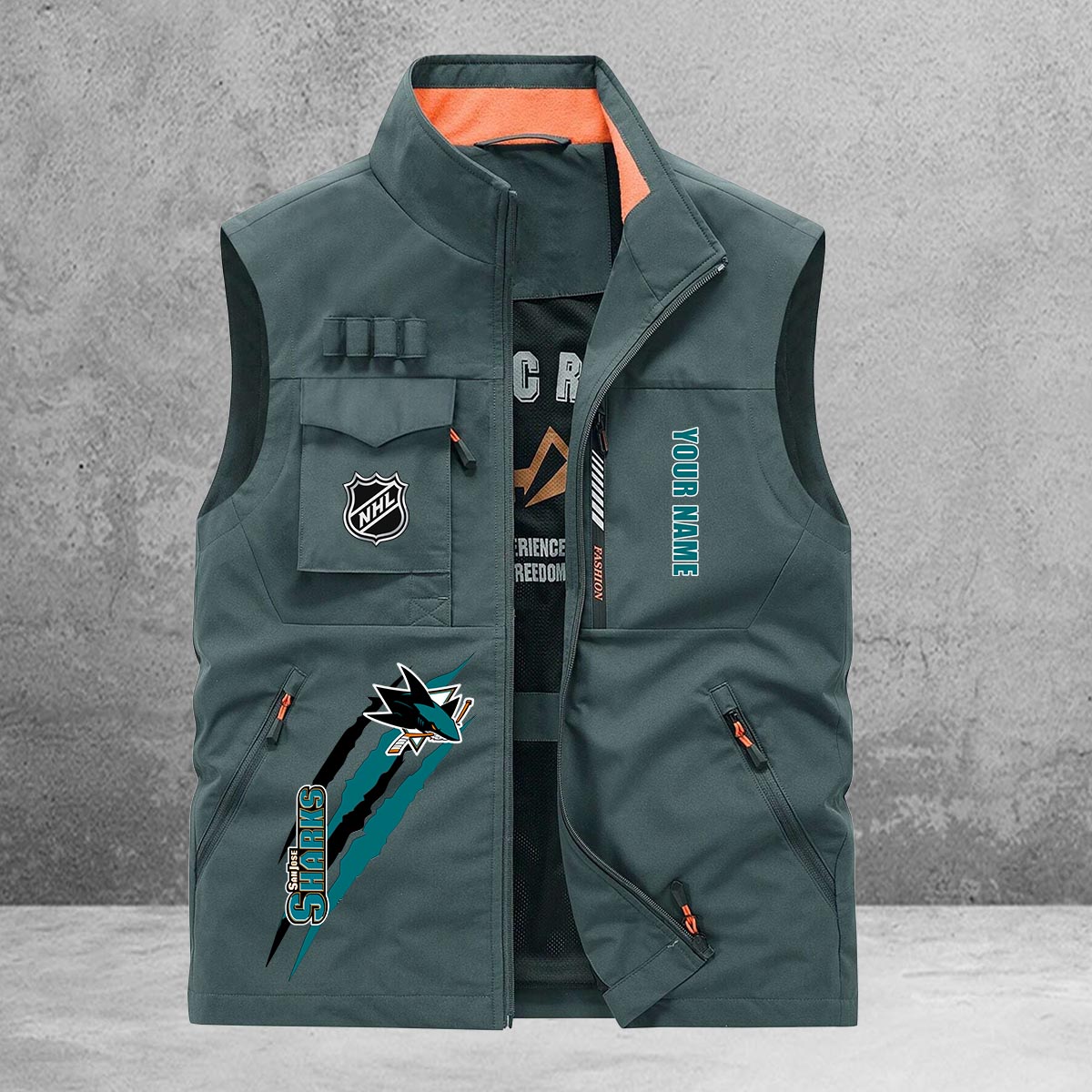 San Jose Sharks New Personalized Multi-Pockets Vest AZBTMPV000191