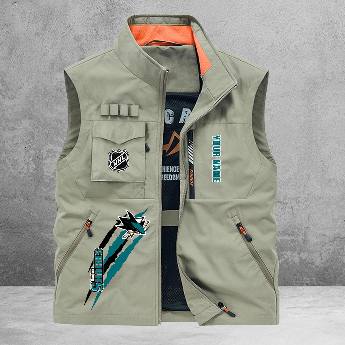 San Jose Sharks New Personalized Multi-Pockets Vest AZBTMPV000191