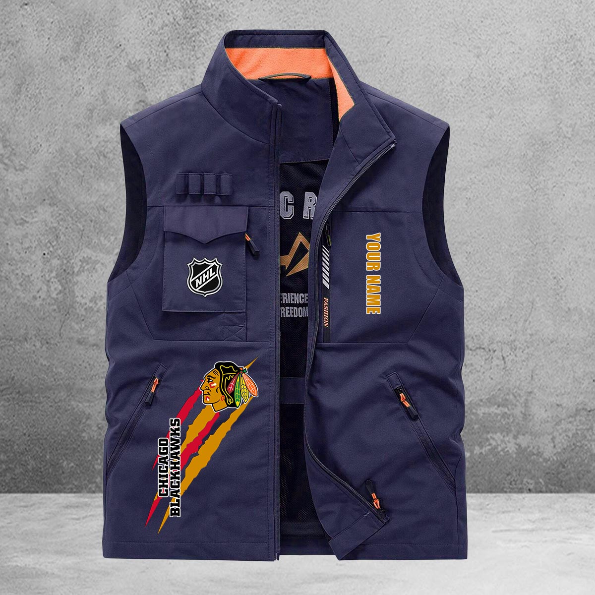 Chicago Blackhawks New Personalized Multi-Pockets Vest AZBTMPV000192