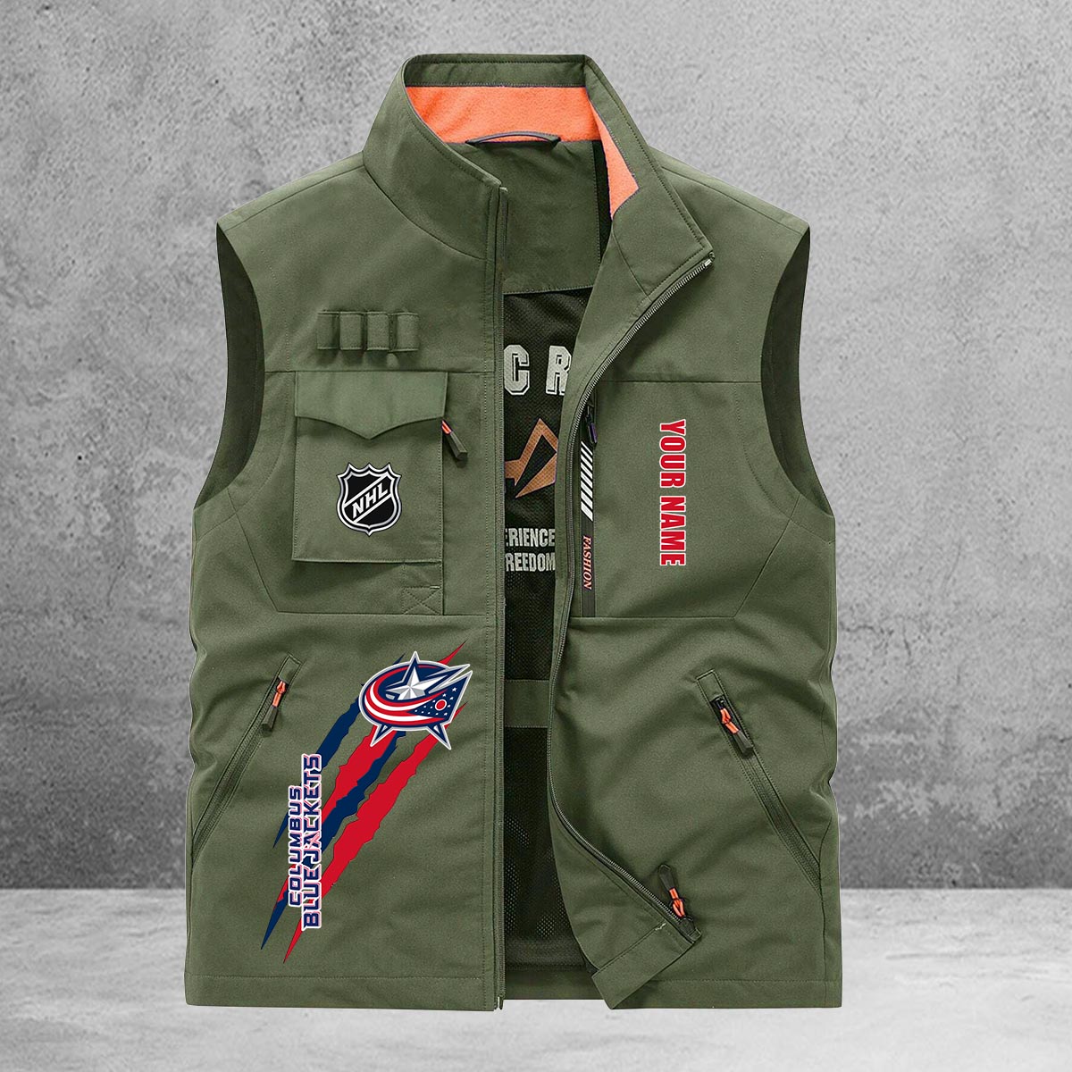 Columbus Blue Jackets New Personalized Multi-Pockets Vest AZBTMPV000193