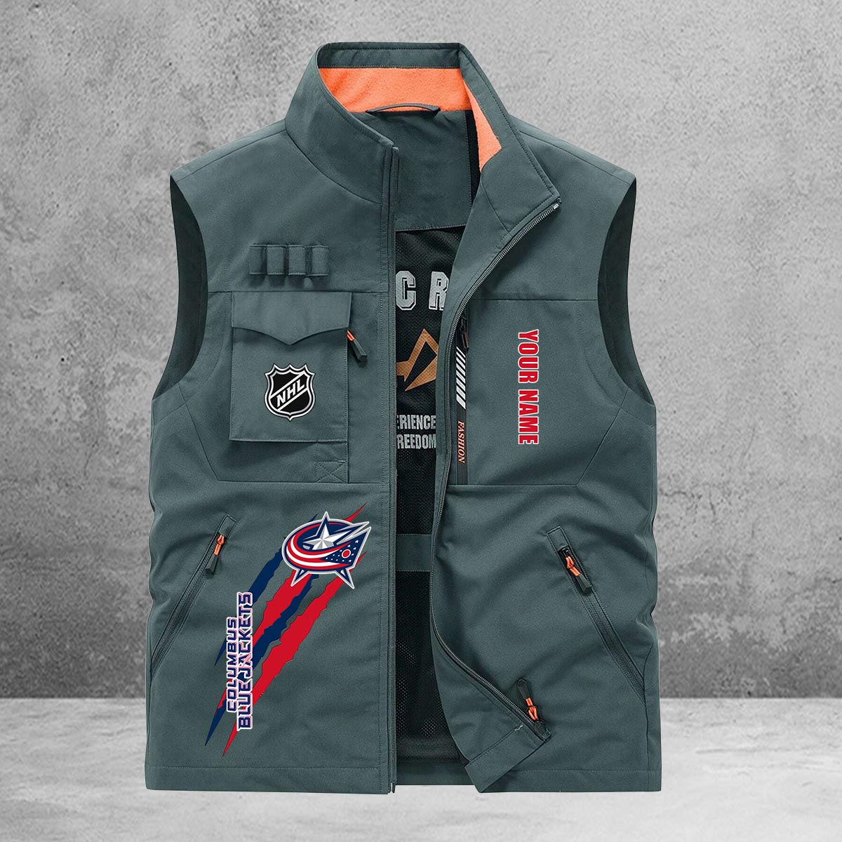 Columbus Blue Jackets New Personalized Multi-Pockets Vest AZBTMPV000193
