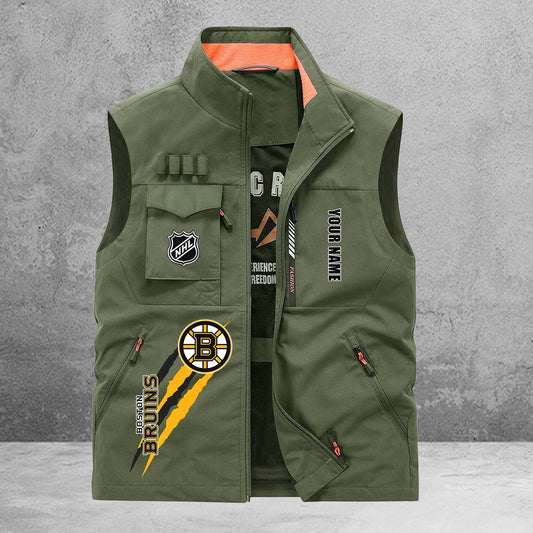 Boston Bruins New Personalized Multi-Pockets Vest AZBTMPV000195