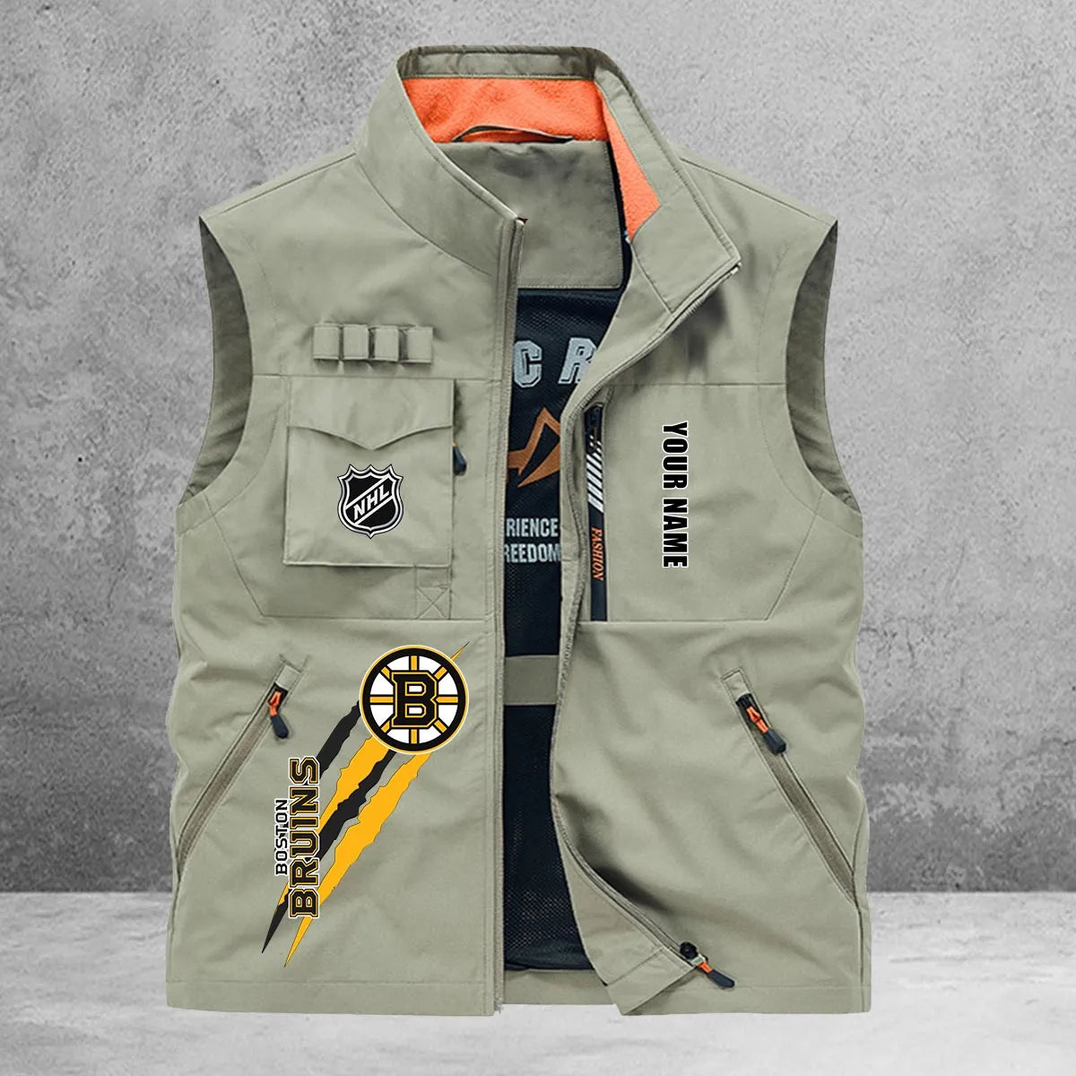Boston Bruins New Personalized Multi-Pockets Vest AZBTMPV000195