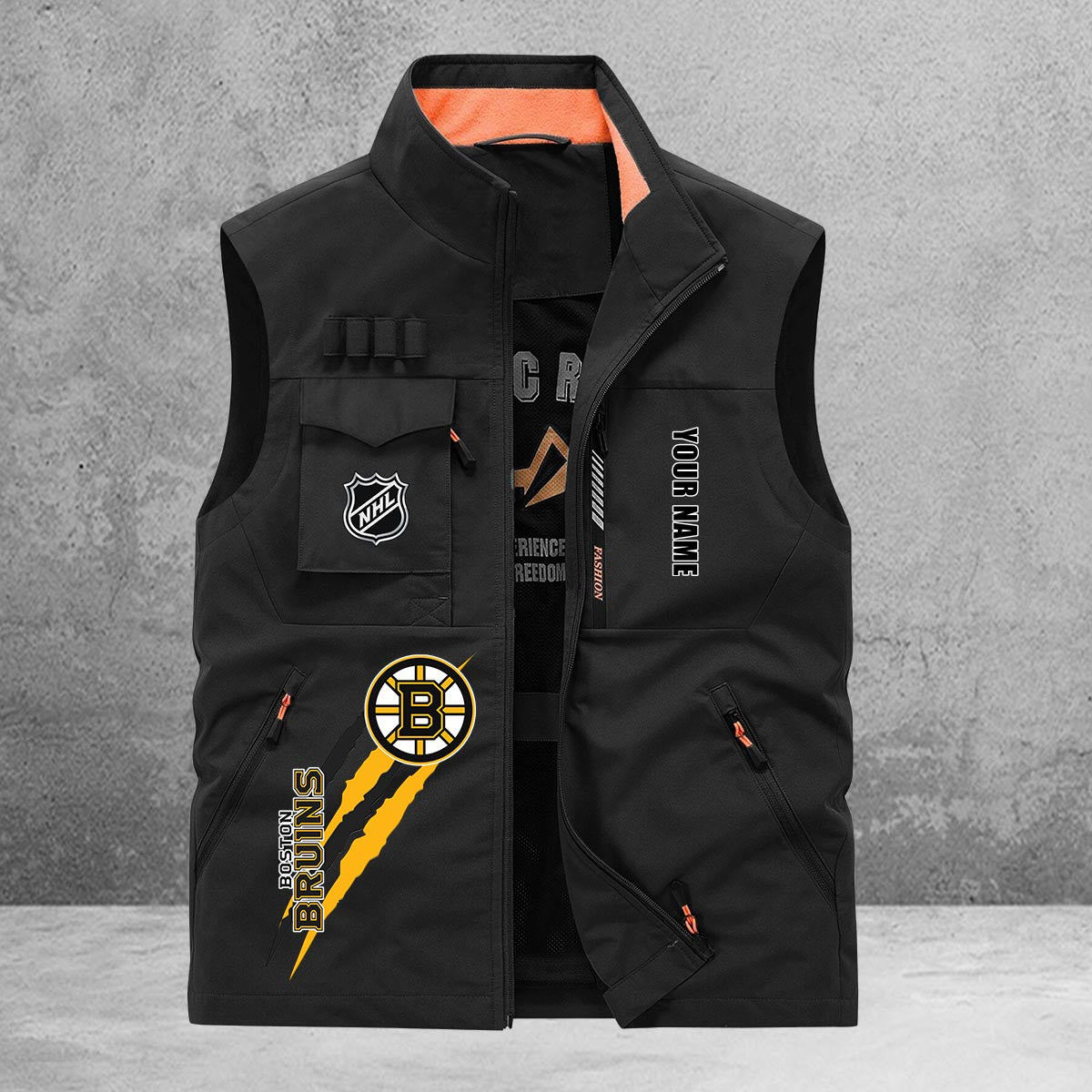 Boston Bruins New Personalized Multi-Pockets Vest AZBTMPV000195