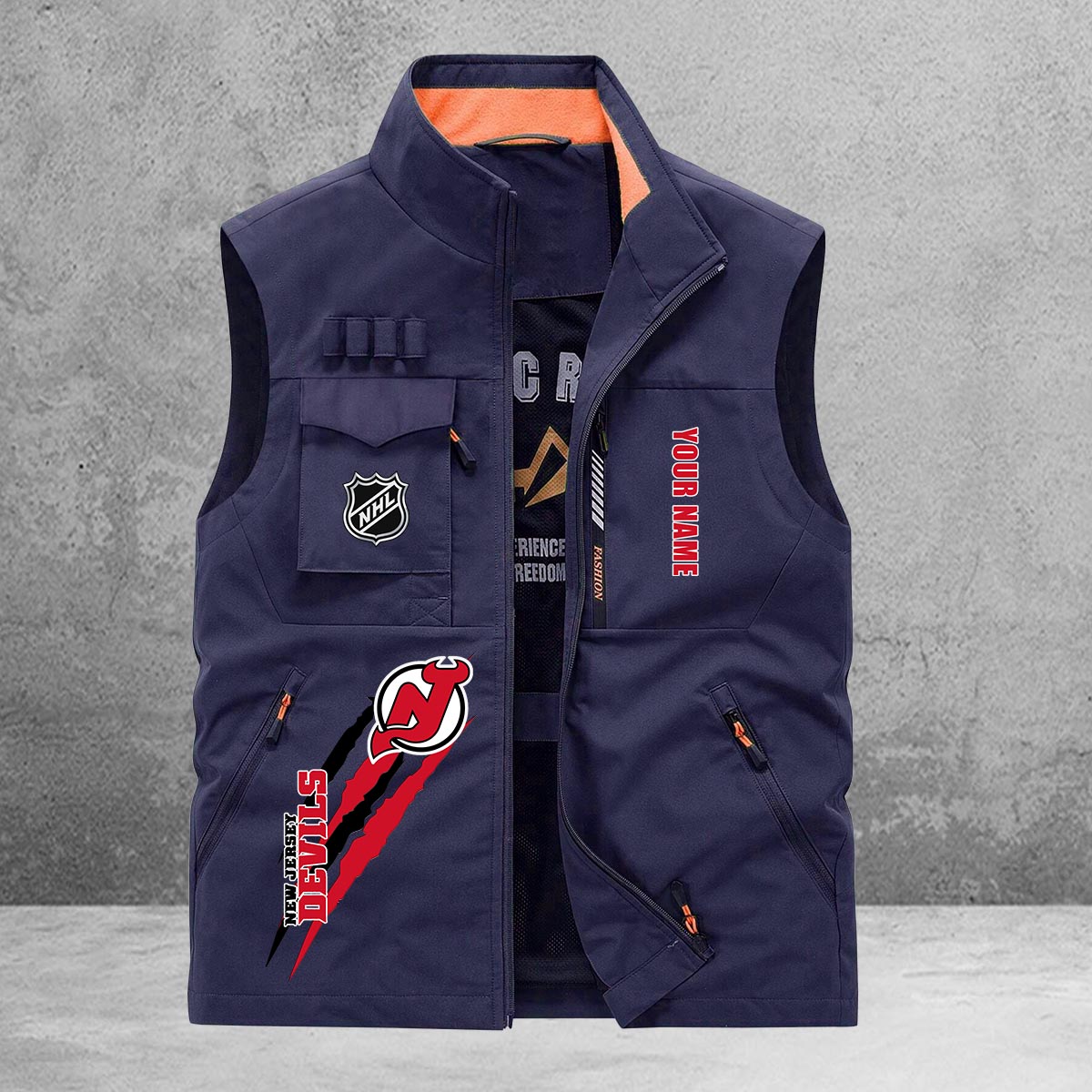 New Jersey Devils New Personalized Multi-Pockets Vest AZBTMPV000196
