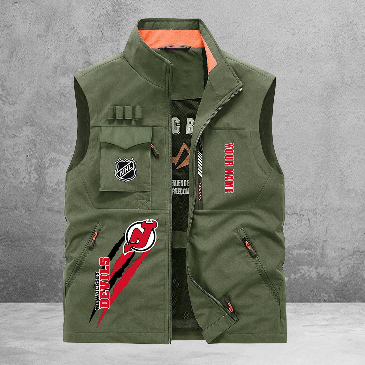 New Jersey Devils New Personalized Multi-Pockets Vest AZBTMPV000196