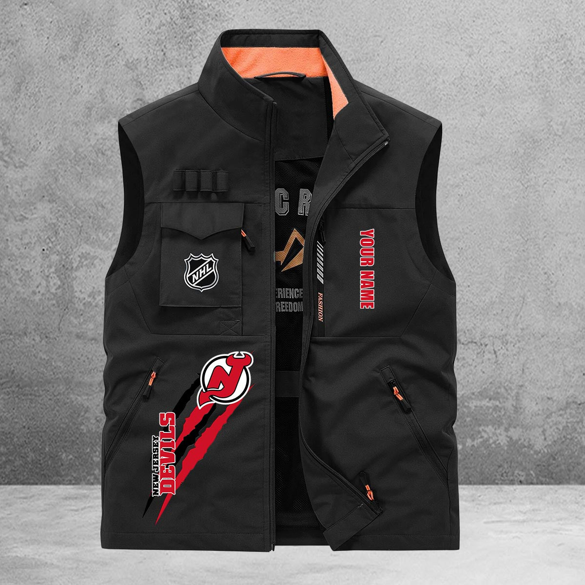 New Jersey Devils New Personalized Multi-Pockets Vest AZBTMPV000196