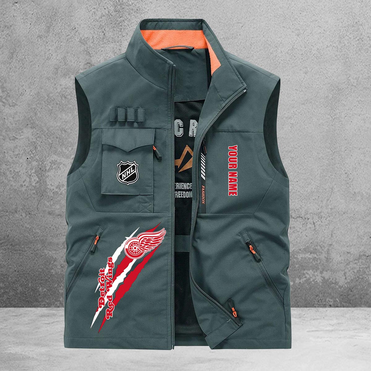 Detroit Red Wings New Personalized Multi-Pockets Vest AZBTMPV000197