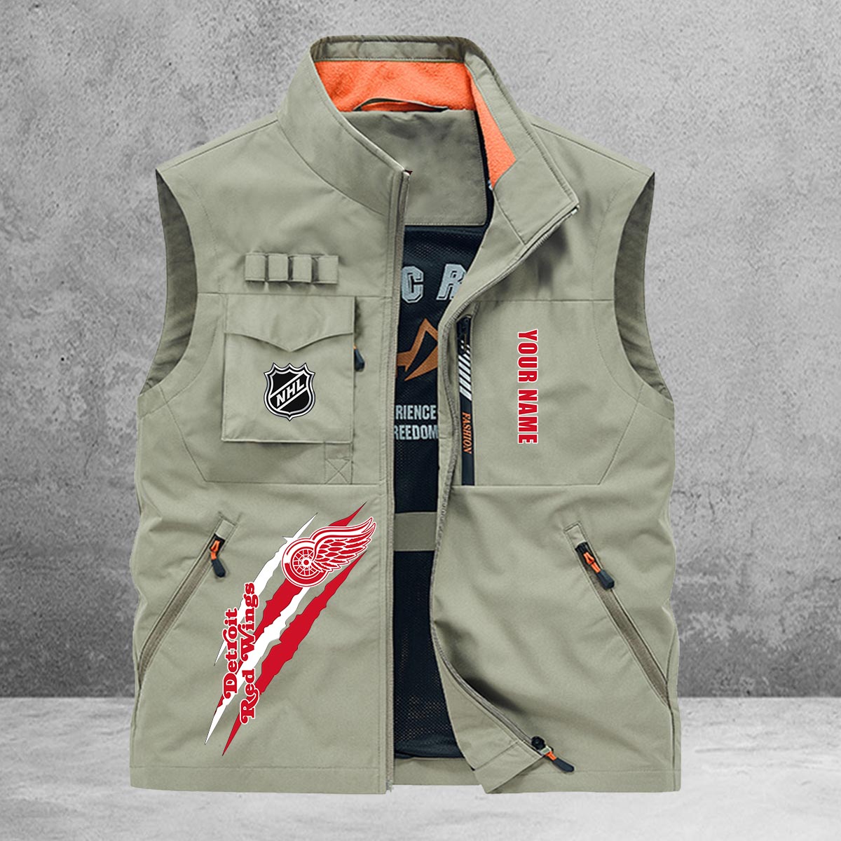 Detroit Red Wings New Personalized Multi-Pockets Vest AZBTMPV000197