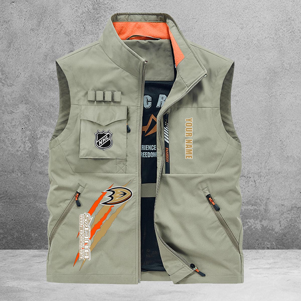 Anaheim Ducks New Personalized Multi-Pockets Vest AZBTMPV000200