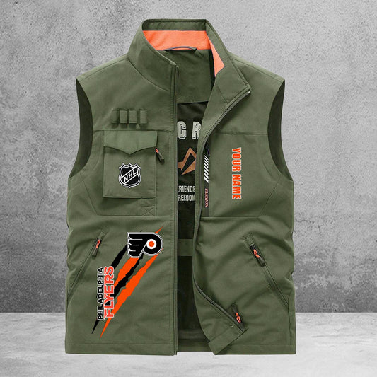 Philadelphia Flyers New Personalized Multi-Pockets Vest AZBTMPV000190