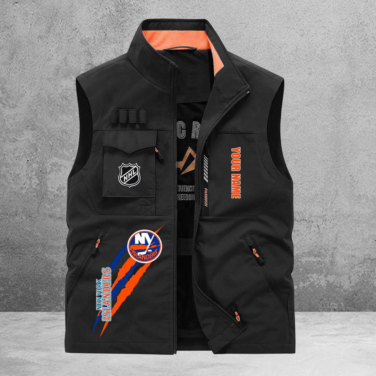 New York Islanders New Personalized Multi-Pockets Vest AZBTMPV000170