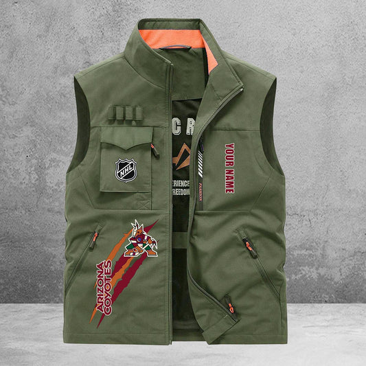 Arizona Coyotes New Personalized Multi-Pockets Vest AZBTMPV000172