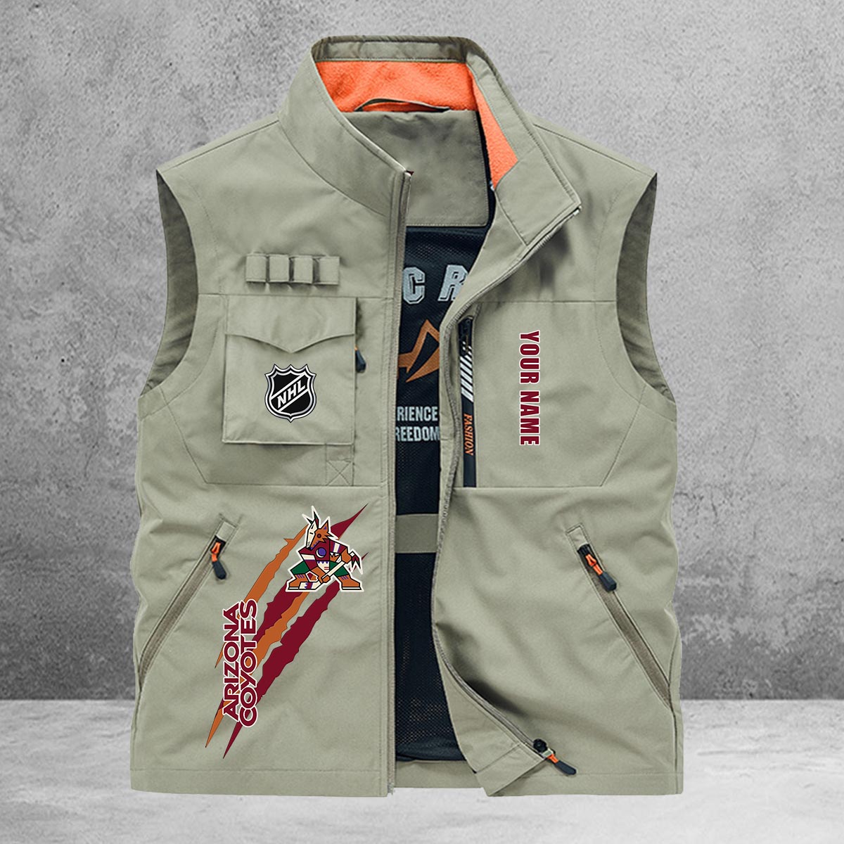 Arizona Coyotes New Personalized Multi-Pockets Vest AZBTMPV000172