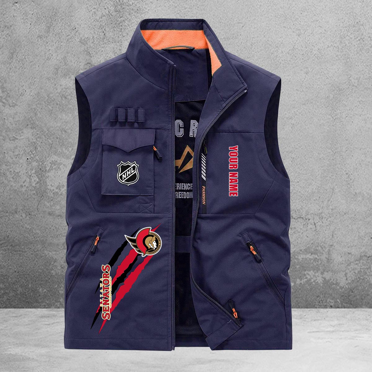 Ottawa Senators New Personalized Multi-Pockets Vest AZBTMPV000174