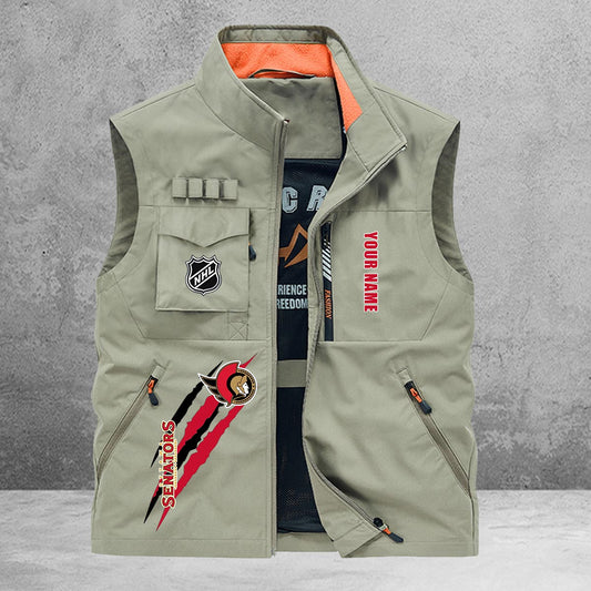Ottawa Senators New Personalized Multi-Pockets Vest AZBTMPV000174
