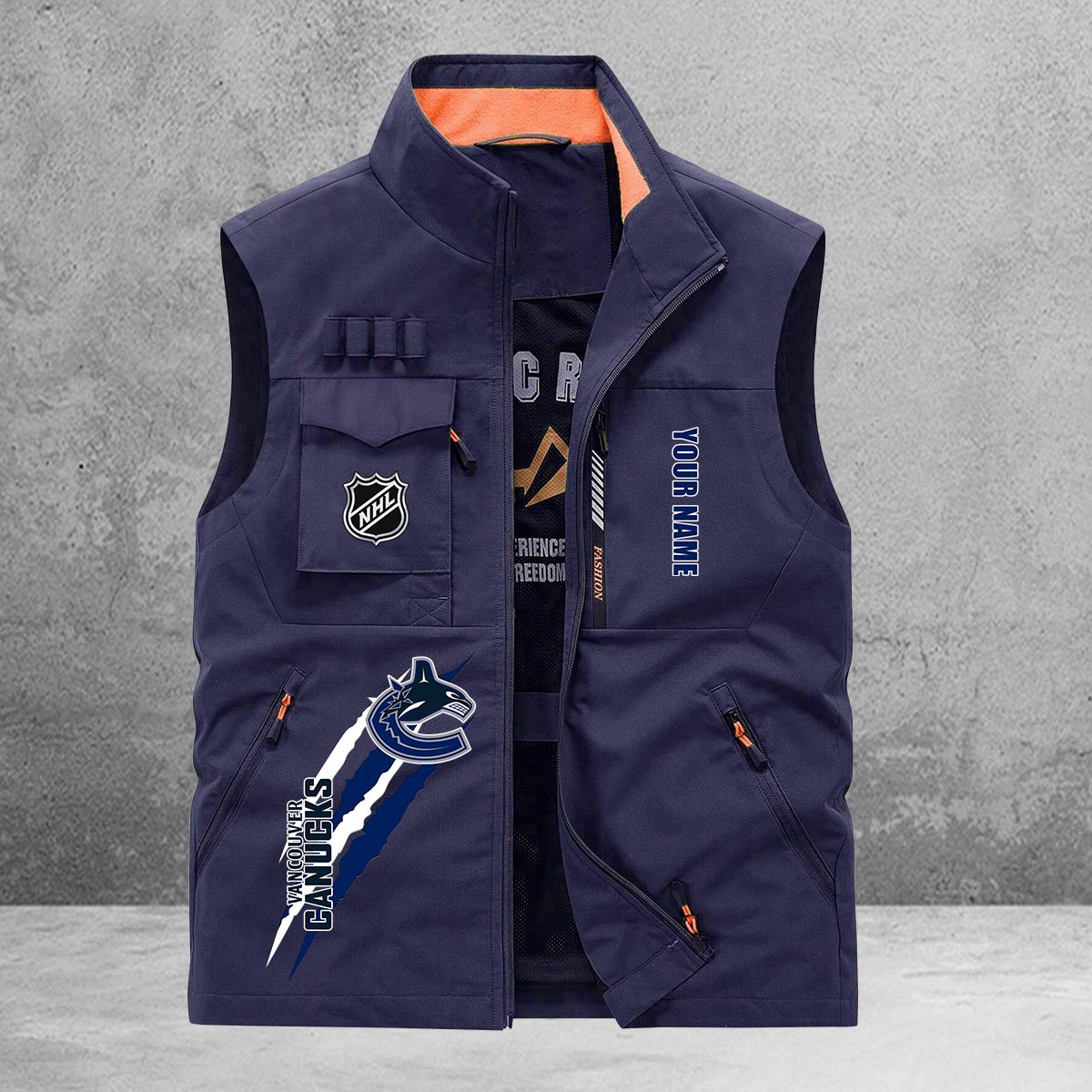 Vancouver Canucks New Personalized Multi-Pockets Vest AZBTMPV000179