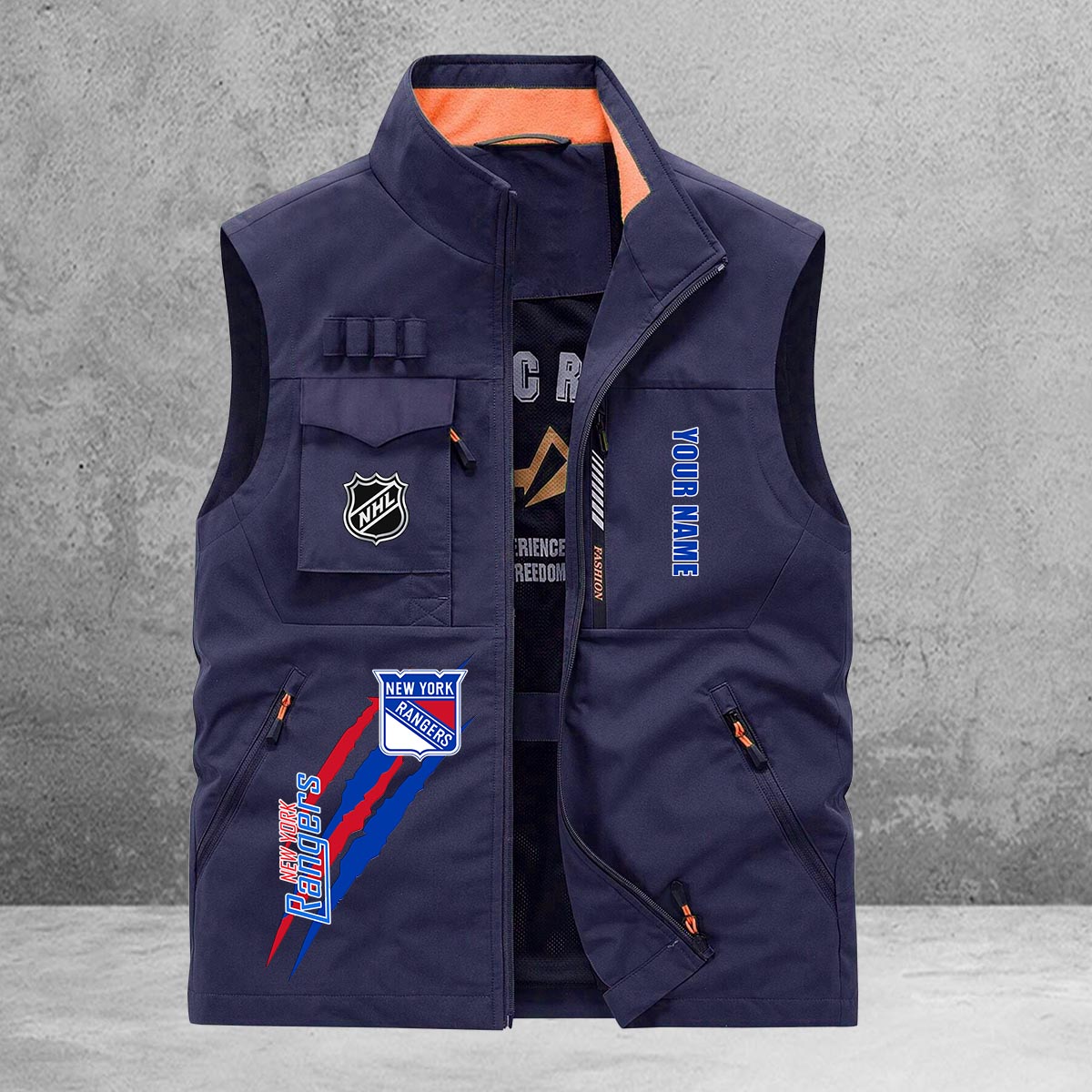 New York Rangers New Personalized Multi-Pockets Vest AZBTMPV000180