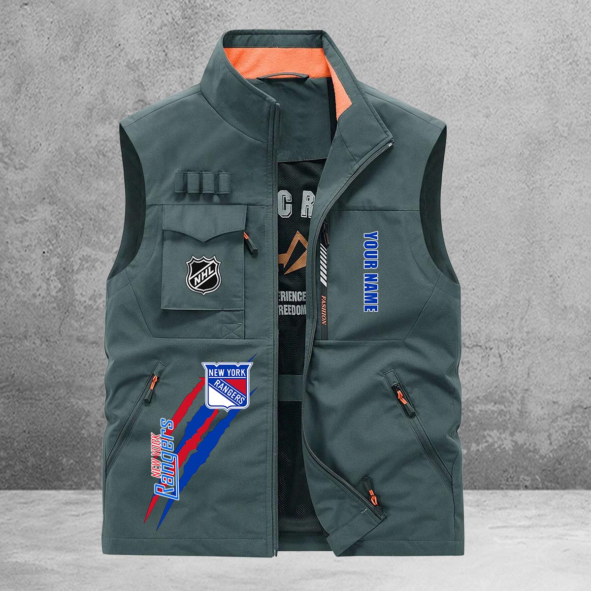 New York Rangers New Personalized Multi-Pockets Vest AZBTMPV000180