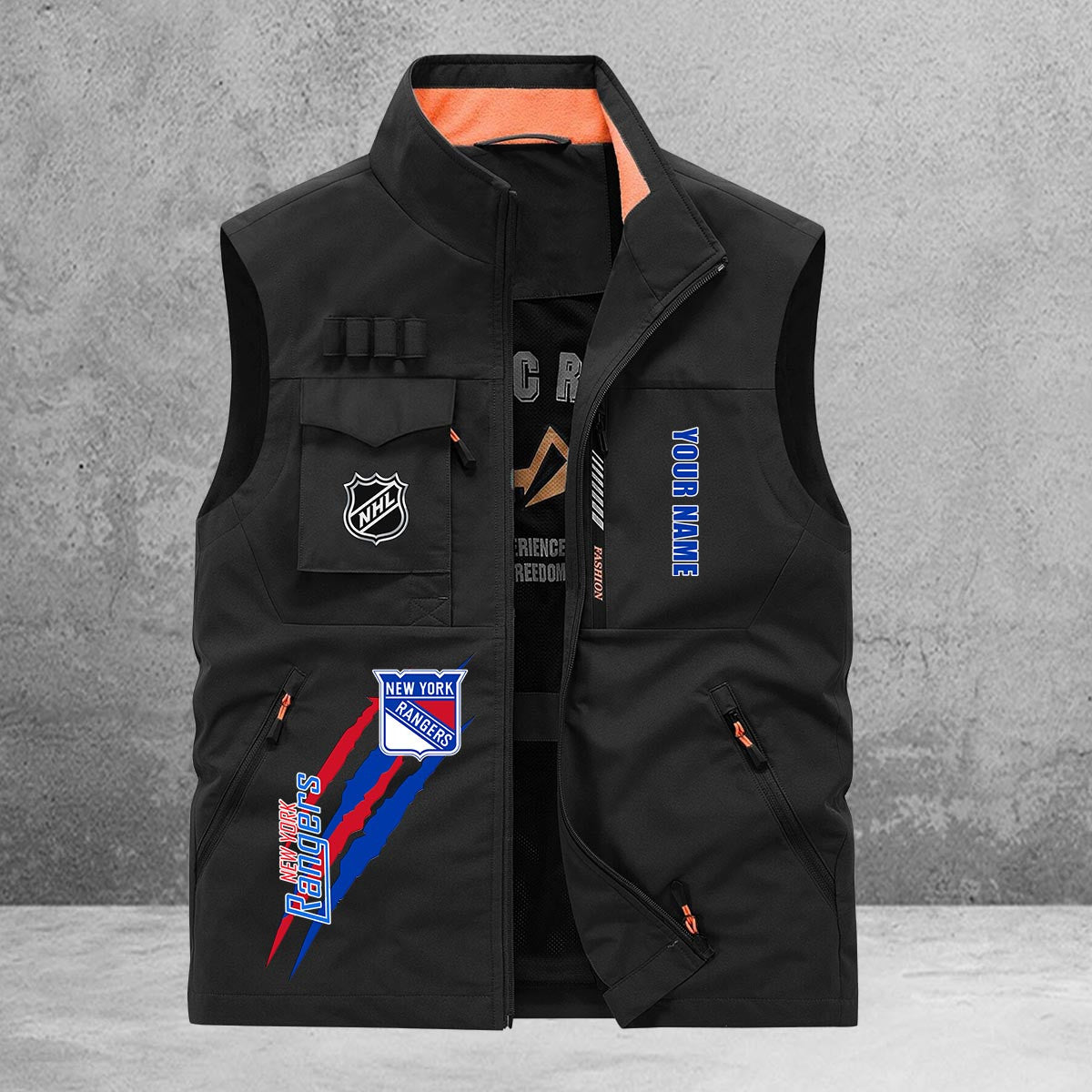 New York Rangers New Personalized Multi-Pockets Vest AZBTMPV000180
