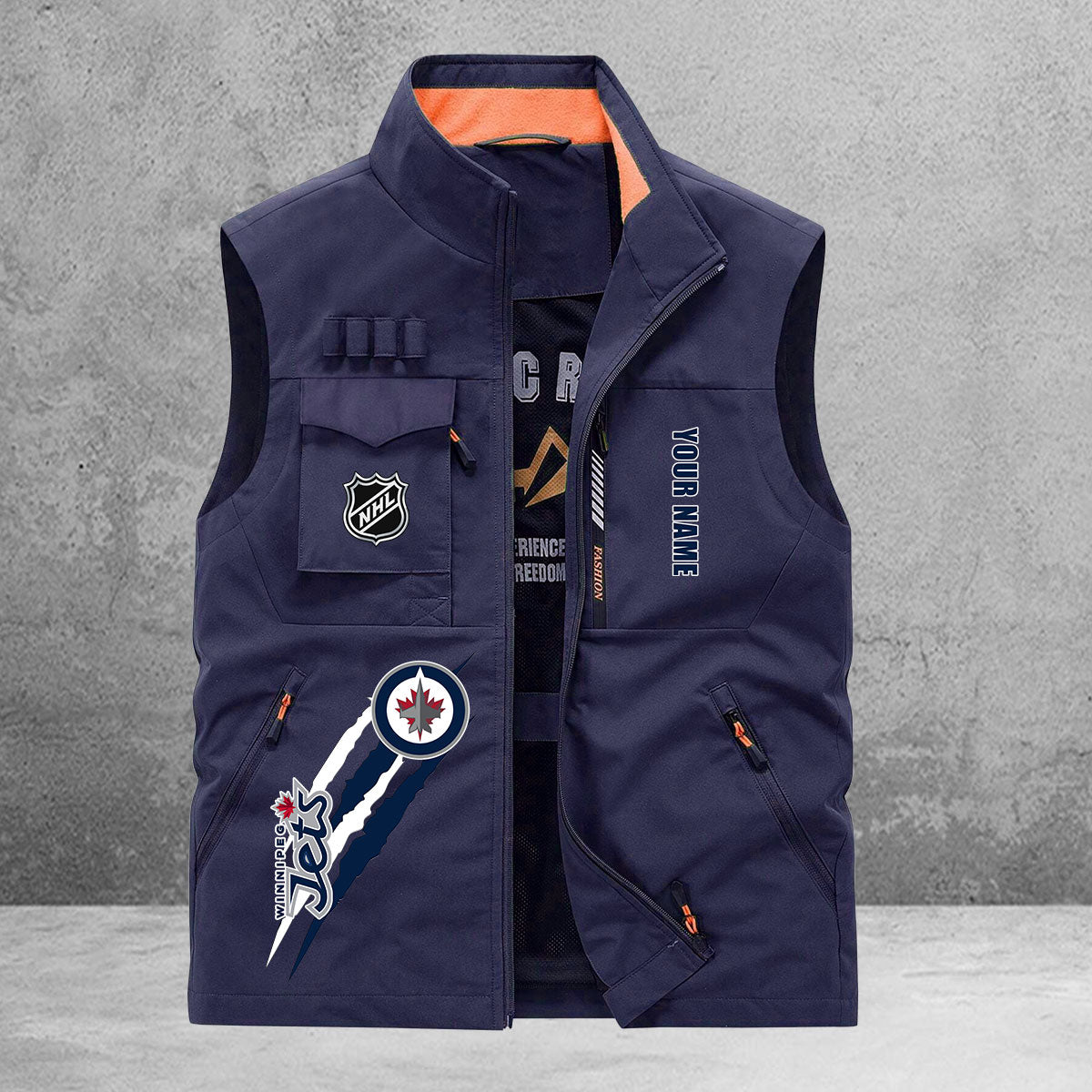Winnipeg Jets New Personalized Multi-Pockets Vest AZBTMPV000181