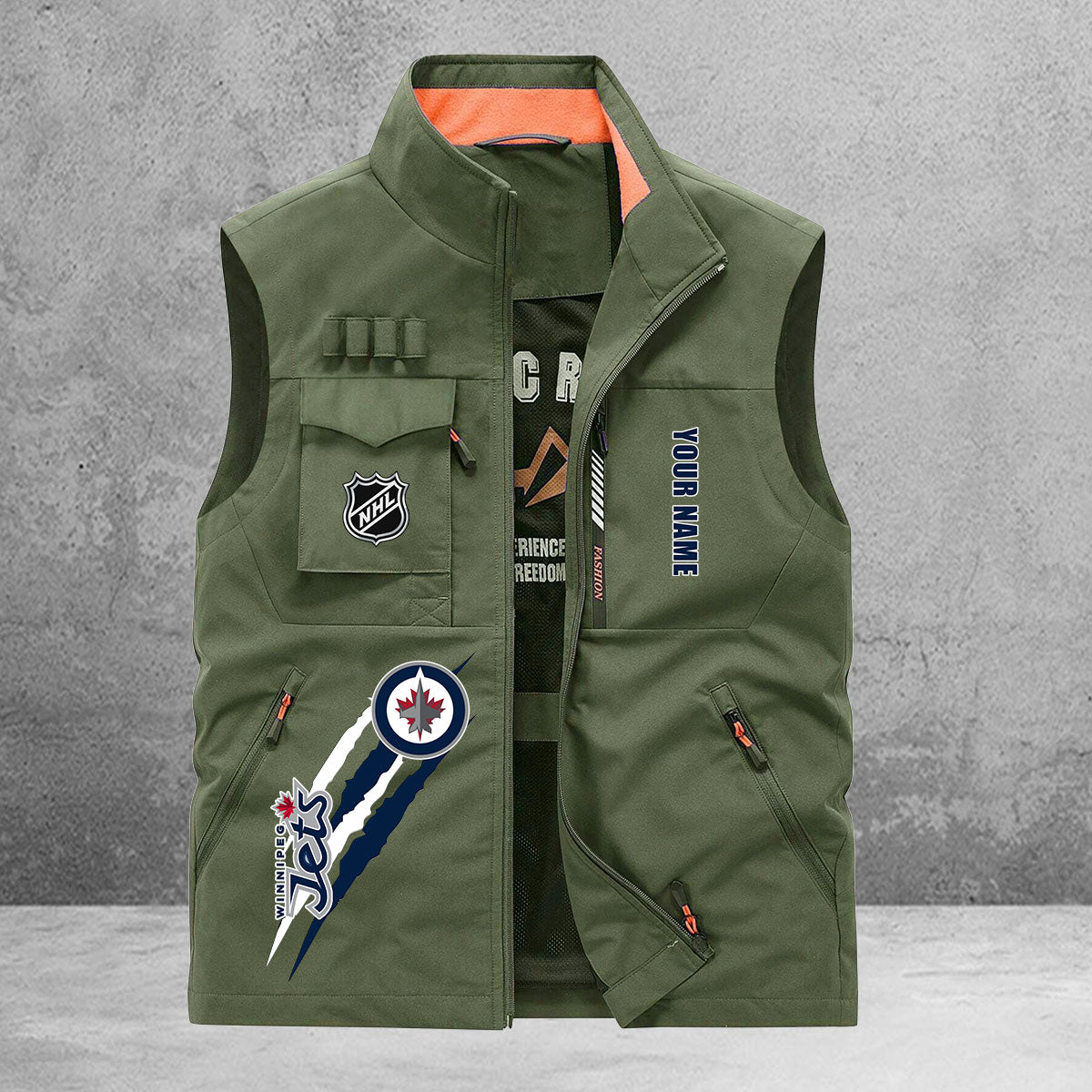 Winnipeg Jets New Personalized Multi-Pockets Vest AZBTMPV000181