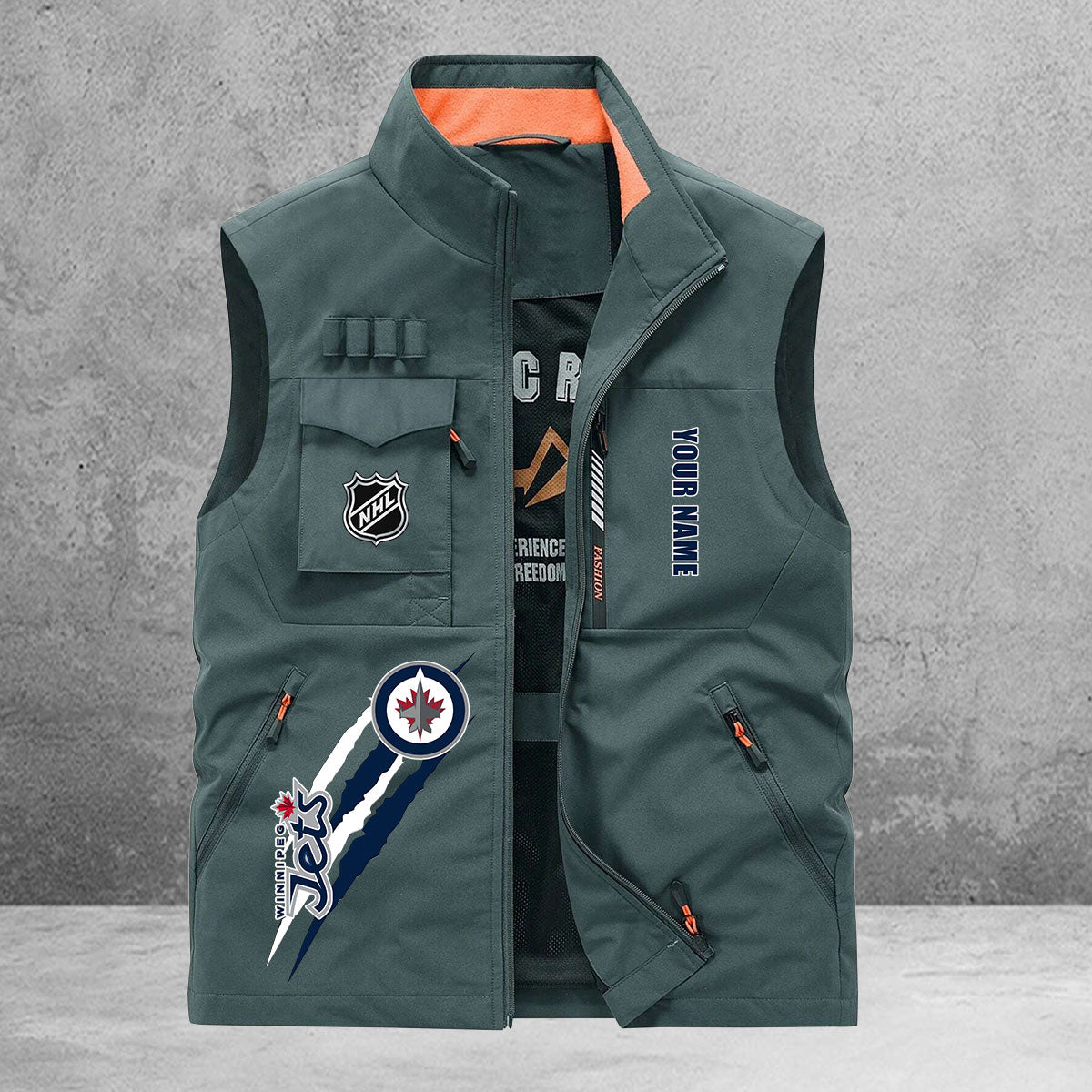 Winnipeg Jets New Personalized Multi-Pockets Vest AZBTMPV000181
