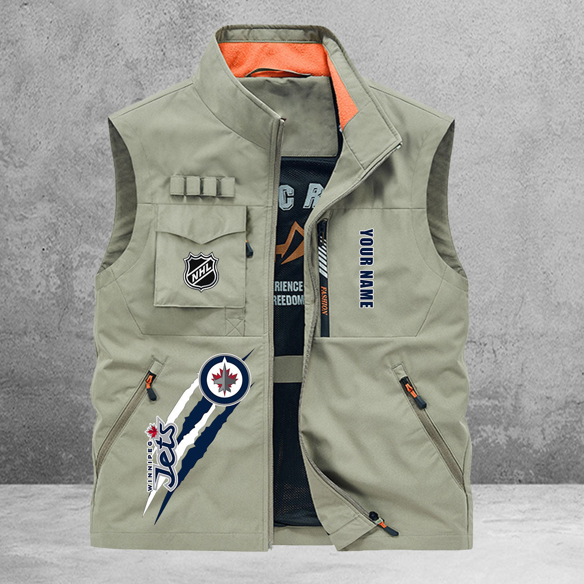 Winnipeg Jets New Personalized Multi-Pockets Vest AZBTMPV000181