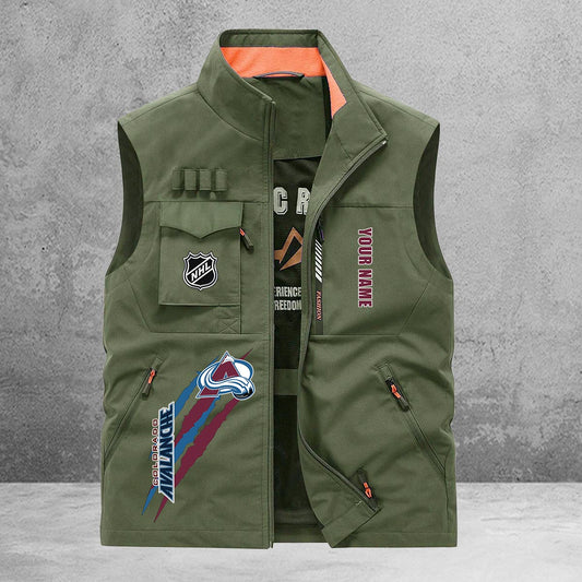 Colorado Avalanche New Personalized Multi-Pockets Vest AZBTMPV000185