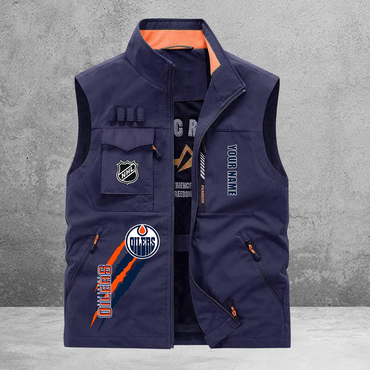 Edmonton Oilers New Personalized Multi-Pockets Vest AZBTMPV000188
